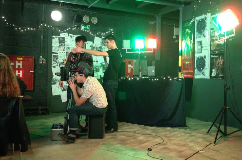 Film students shooting at Barrandov Studios, Prague